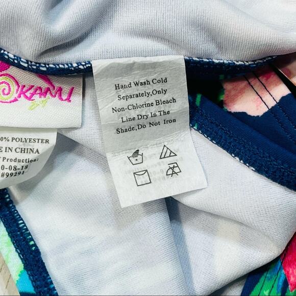 Kanu Surf Leonie Girls SZ 14 Floral Tie Halter Bikini Set 2-Piece Navy Blue New - Picture 6 of 6